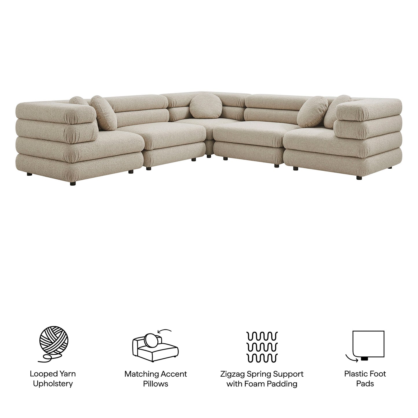 Jubilee 5-Piece Upholstered Modular L-Shaped Sofa Set by Modway EEI-7714
