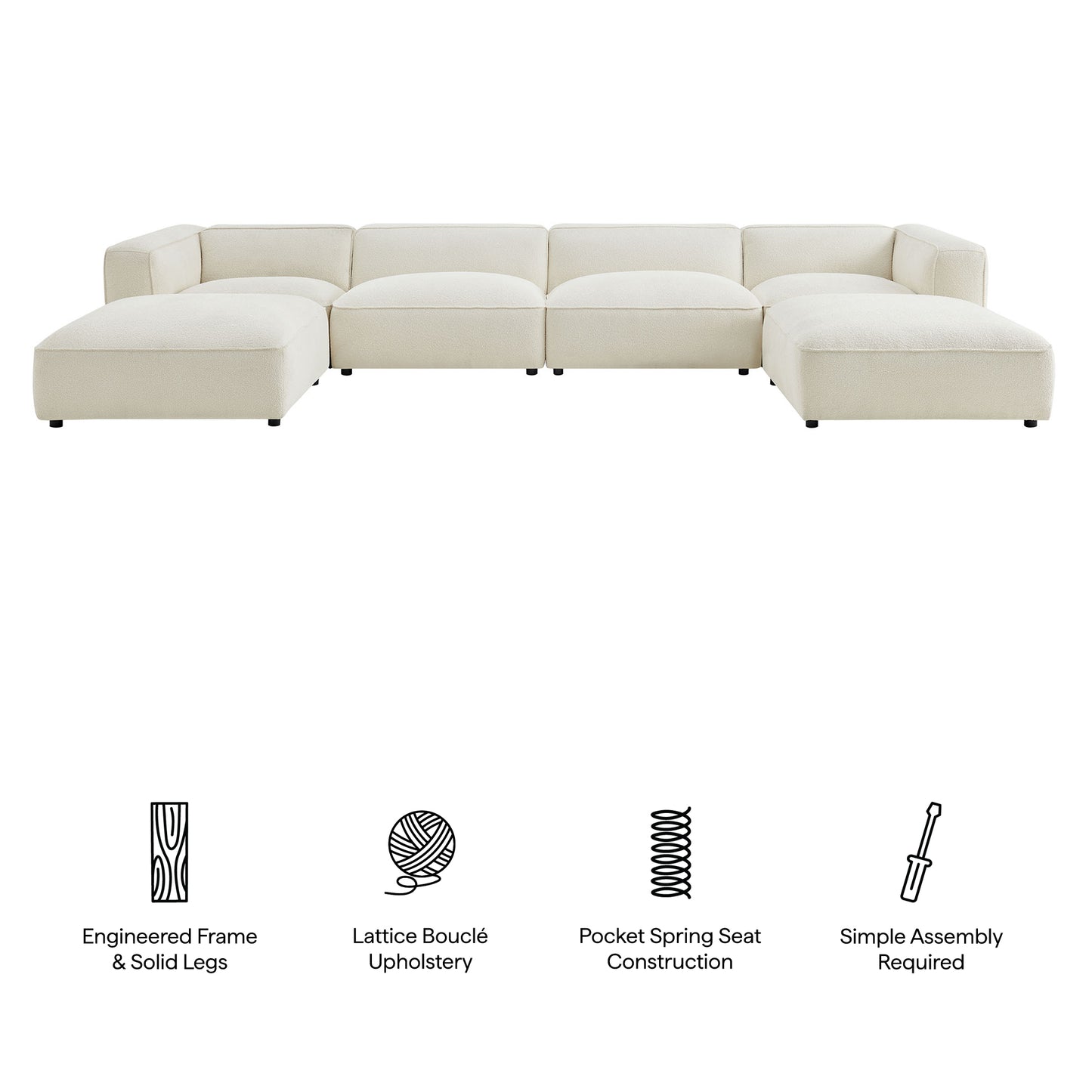 Auren 6 Piece Lattice Bouclé Upholstered Modular Sectional by Modway EEI-7723