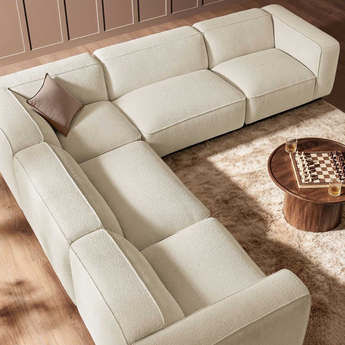 Auren 5 Piece Lattice Bouclé Upholstered Modular Corner Sectional by Modway EEI-7724