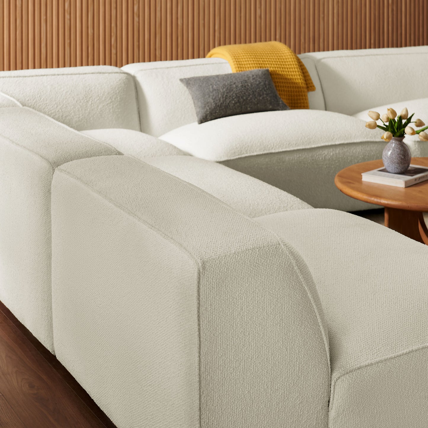 Auren 5 Piece Lattice Bouclé Upholstered Modular Corner Sectional by Modway EEI-7725