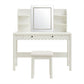 Emmeline Scalloped Makeup Vanity Desk With LED Mirror and Stool by Modway EEI-7726