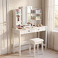 Emmeline Scalloped Makeup Vanity Desk With LED Mirror and Stool by Modway EEI-7726
