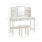 Emmeline Scalloped Makeup Vanity Desk With LED Mirror and Stool by Modway EEI-7726