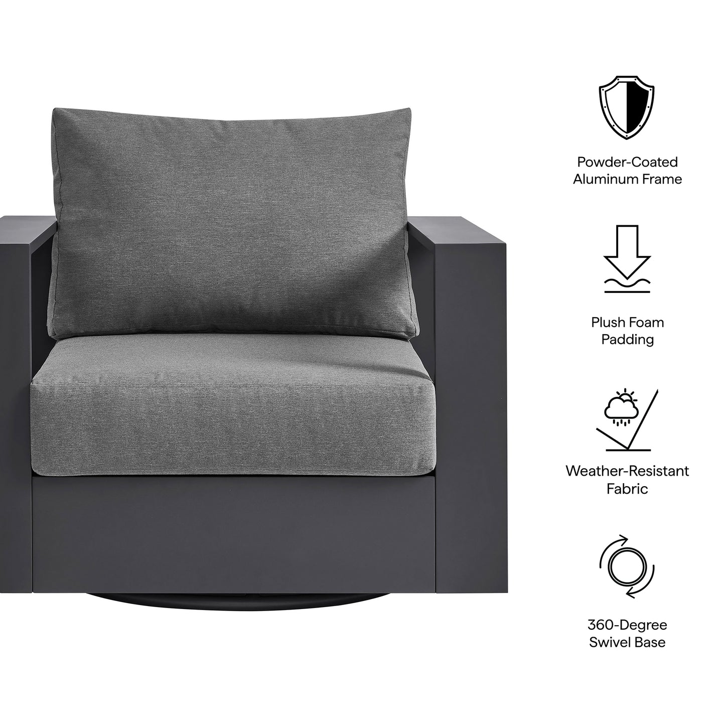 Tahoe Outdoor Patio Powder-Coated Aluminum Swivel Armchair by Modway EEI-7728