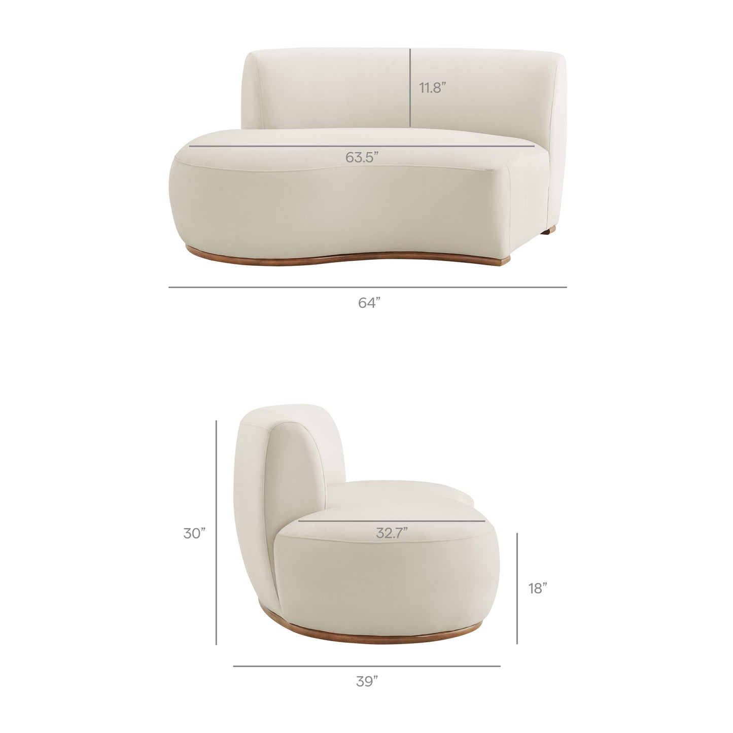 Rialta Curved Left-Arm Performance Velvet Sectional Loveseat by Modway EEI-7733