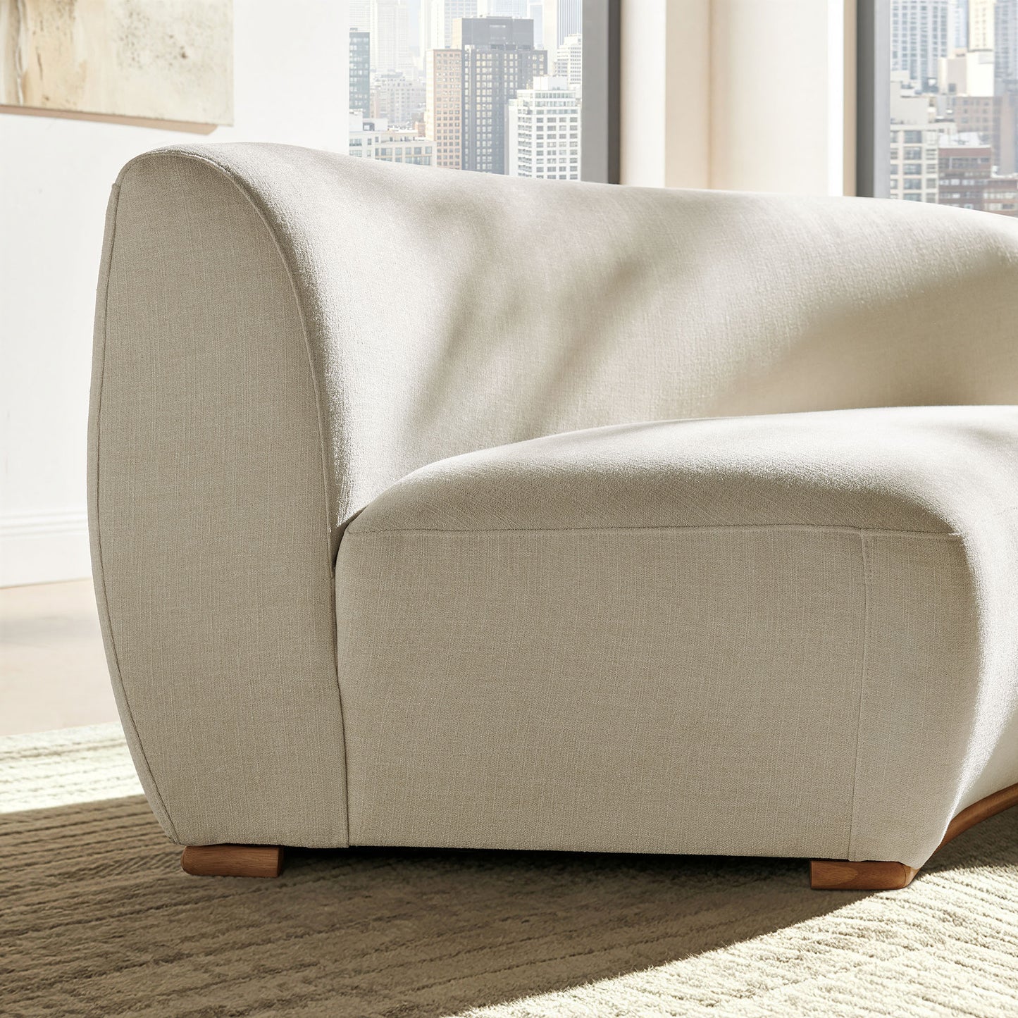 Rialta Curved Armless Slub Weave Fabric Sectional Loveseat by Modway EEI-7737