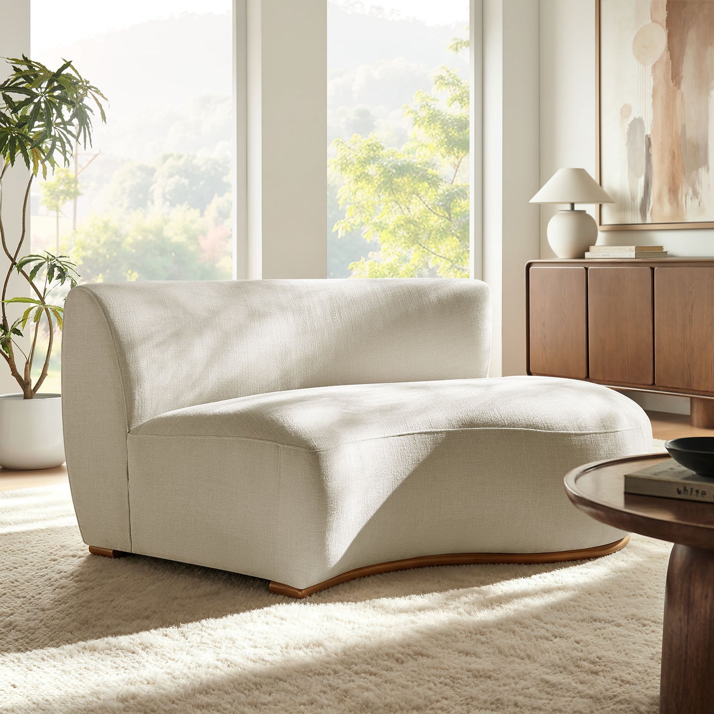 Rialta Curved Right-Arm Slub Weave Fabric Sectional Loveseat by Modway EEI-7738