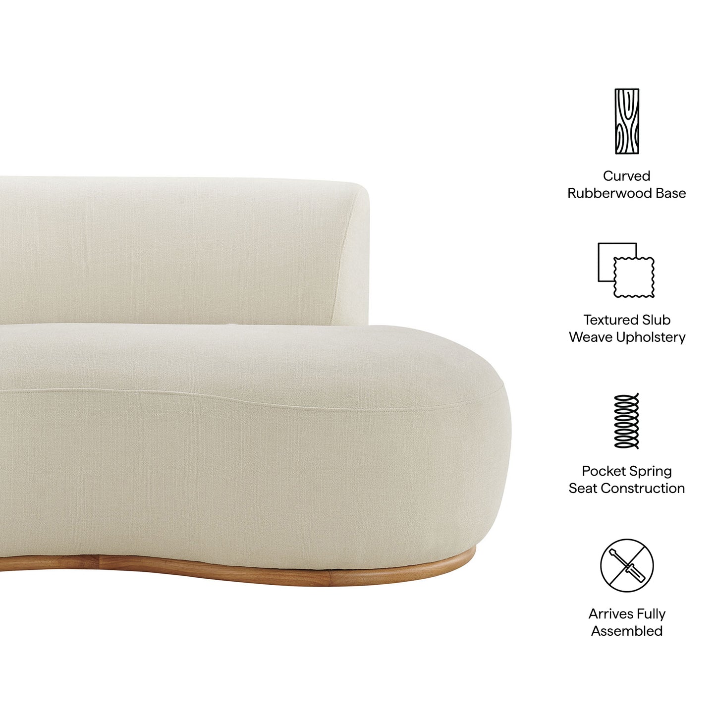 Rialta Curved Right-Arm Slub Weave Fabric Sectional Loveseat by Modway EEI-7738