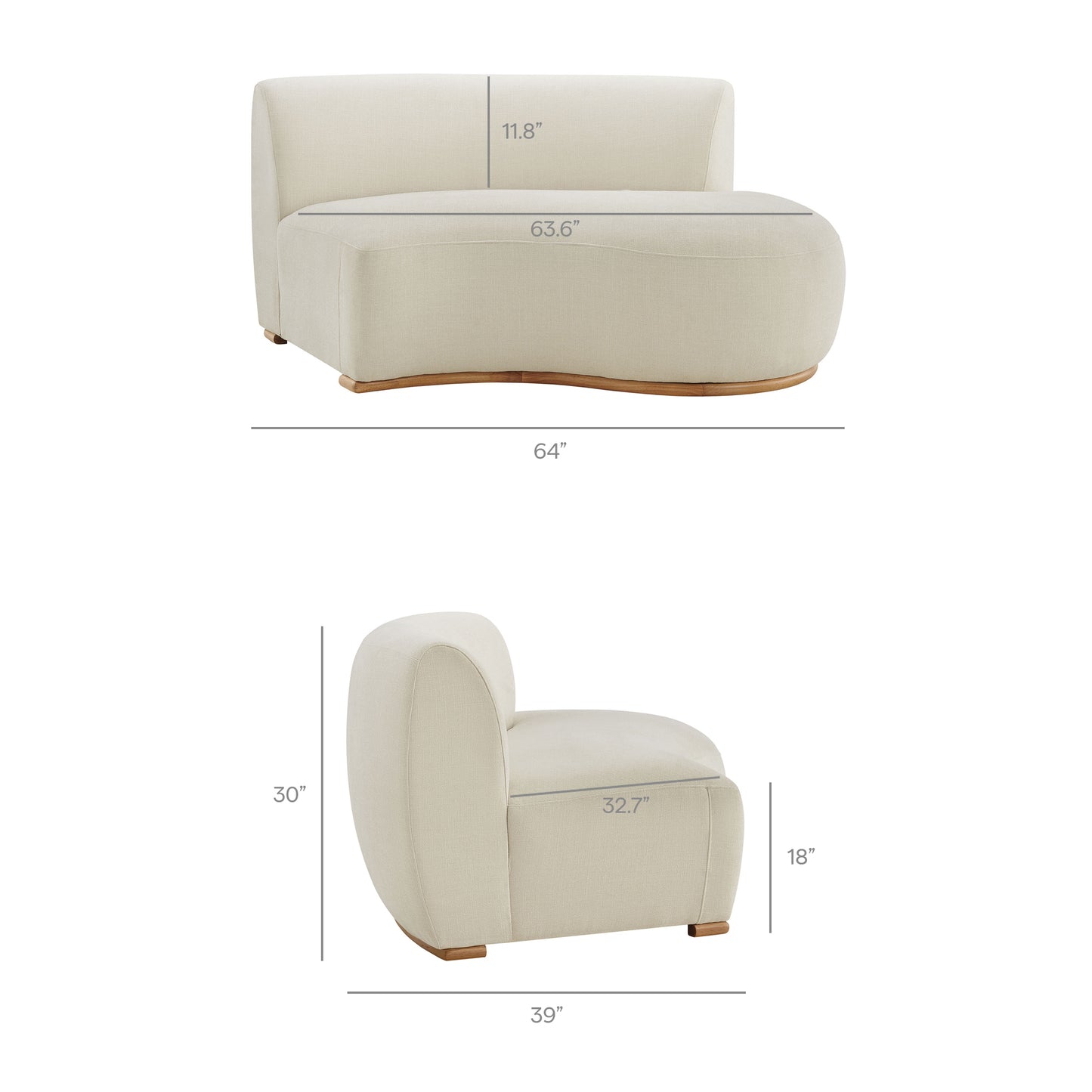 Rialta Curved Right-Arm Slub Weave Fabric Sectional Loveseat by Modway EEI-7738