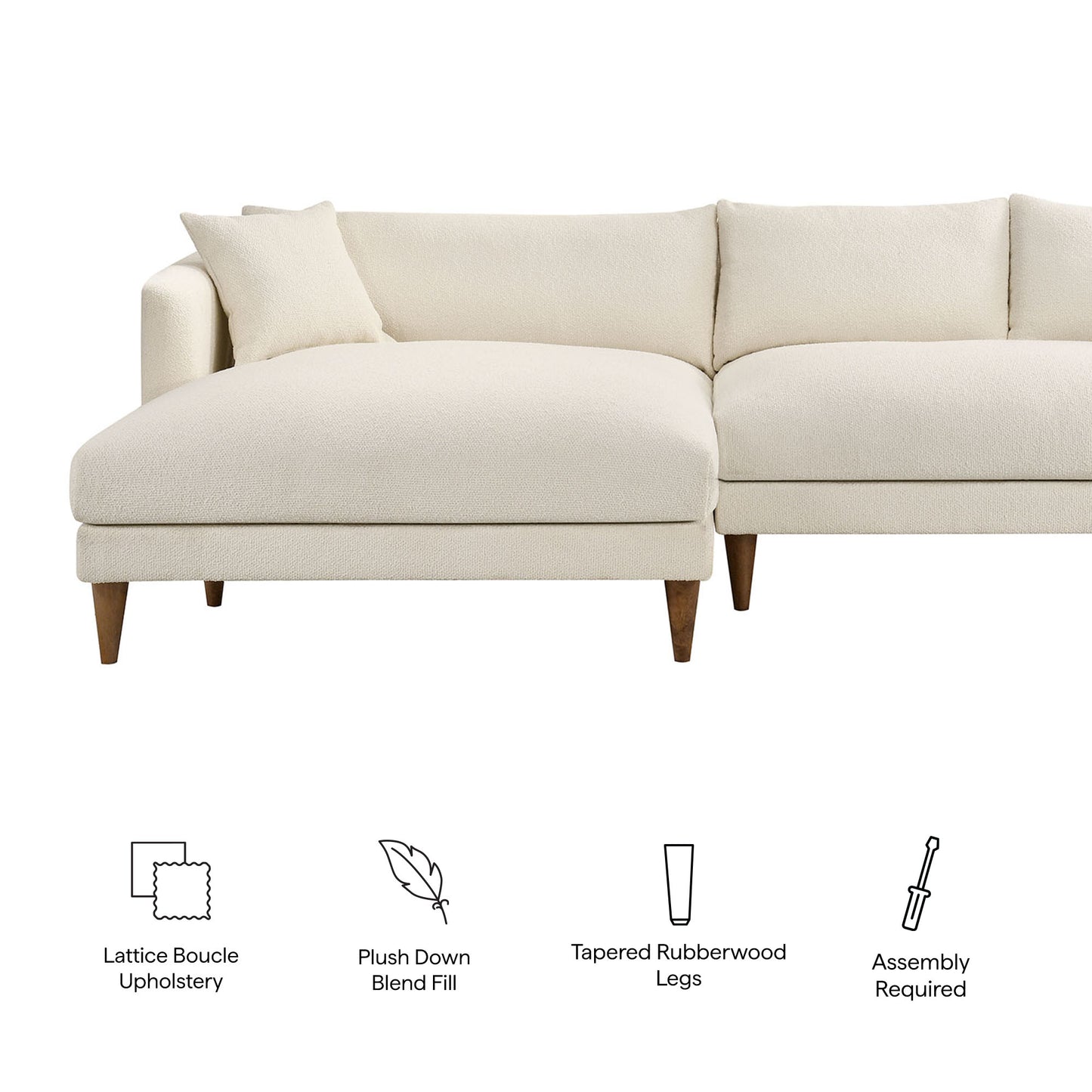 Zoya Left-Facing Down Filled Overstuffed Boucle Sectional Sofa by Modway EEI-7755