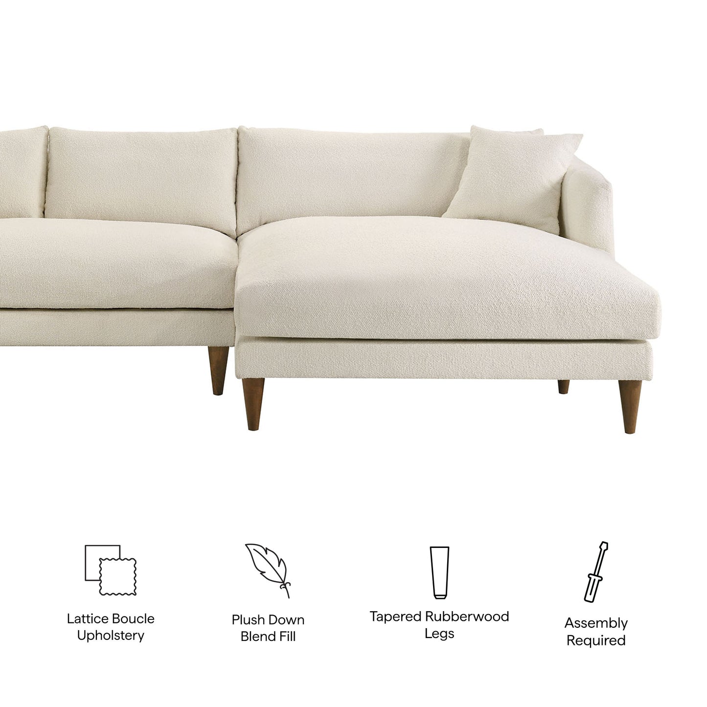 Zoya Right-Facing Down Filled Overstuffed Boucle Sectional Sofa by Modway EEI-7756