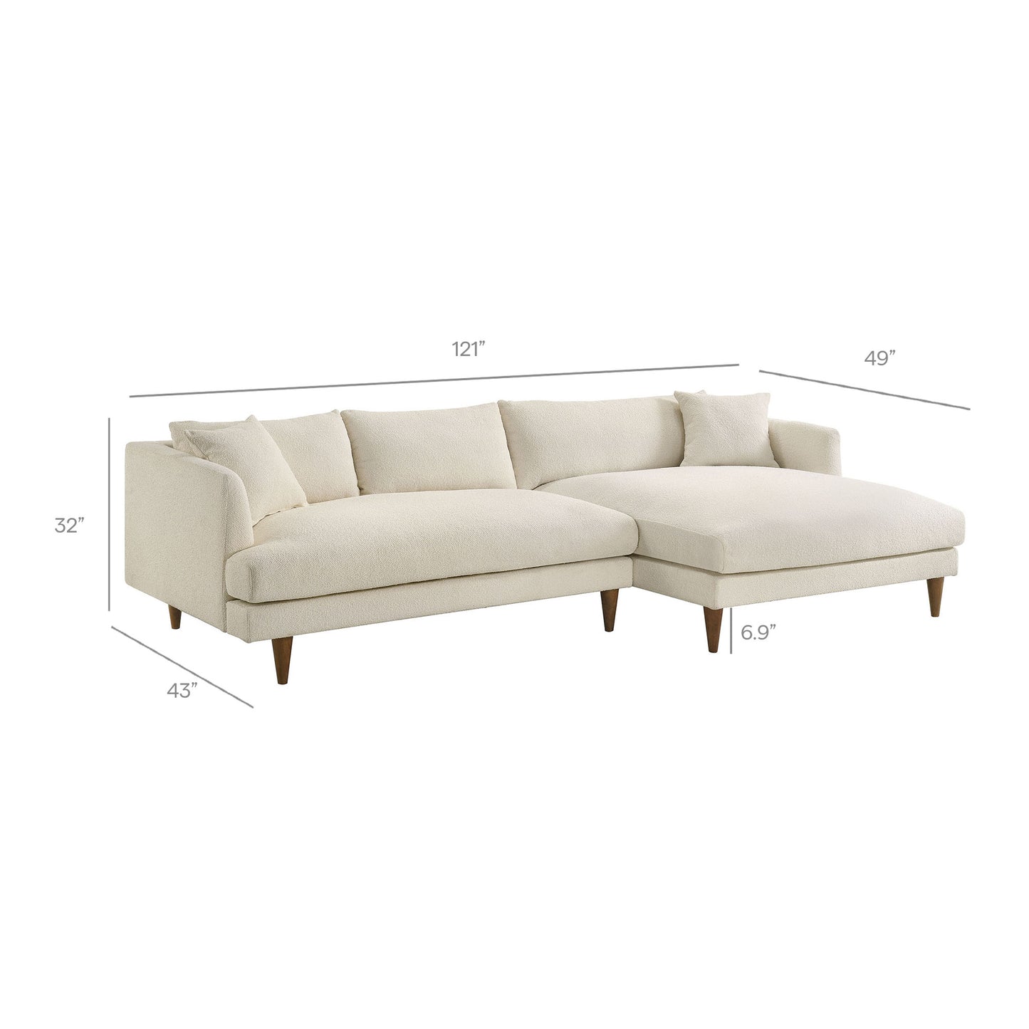 Zoya Right-Facing Down Filled Overstuffed Boucle Sectional Sofa by Modway EEI-7756