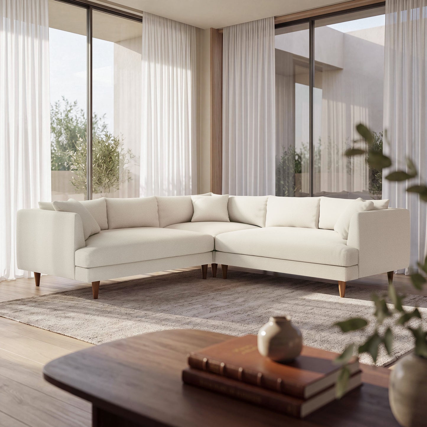 Zoya 3 Piece Down Filled Overstuffed Boucle Sectional Sofa by Modway EEI-7757