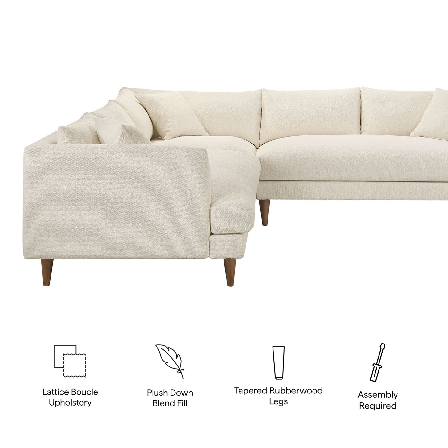 Zoya 3 Piece Down Filled Overstuffed Boucle Sectional Sofa by Modway EEI-7757