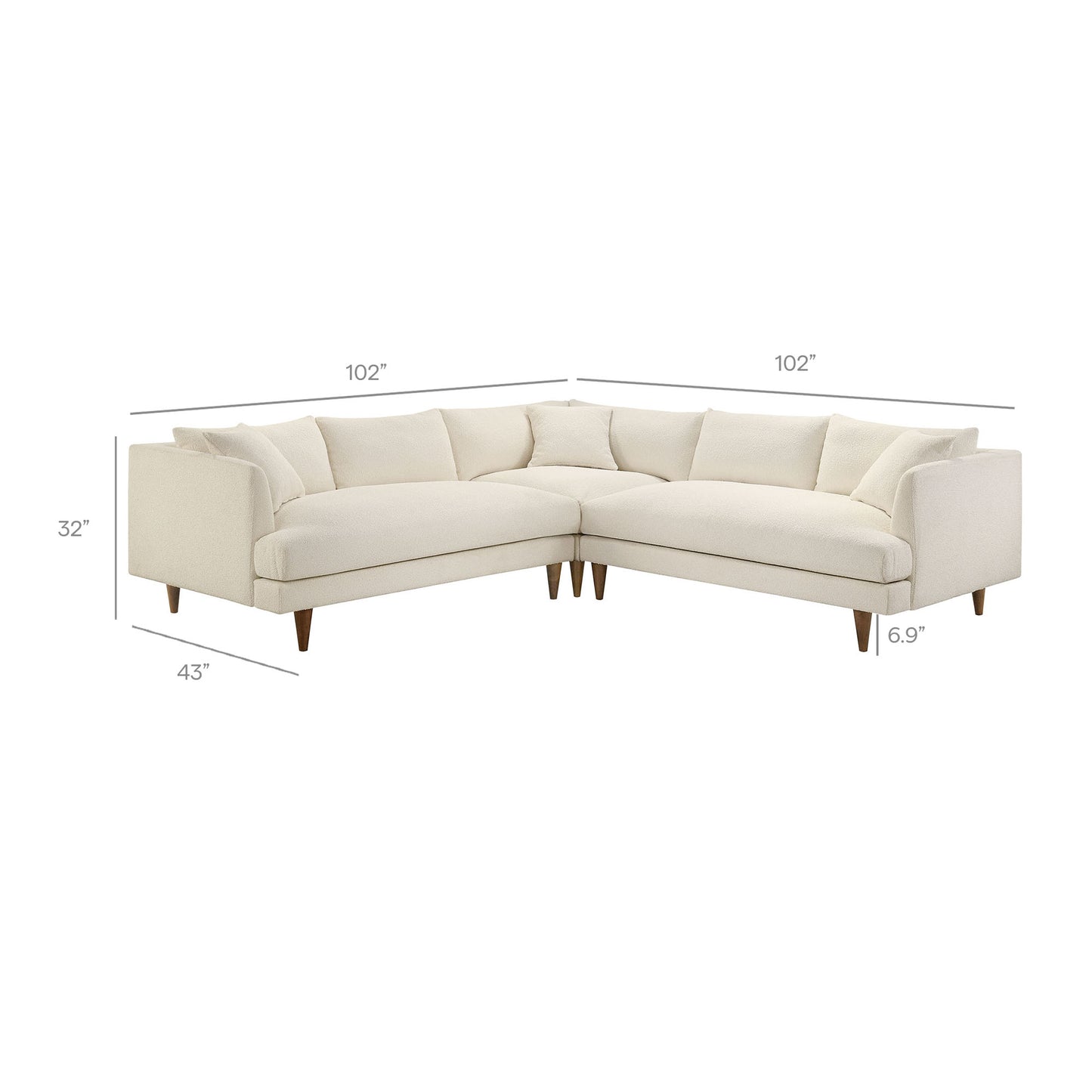 Zoya 3 Piece Down Filled Overstuffed Boucle Sectional Sofa by Modway EEI-7757