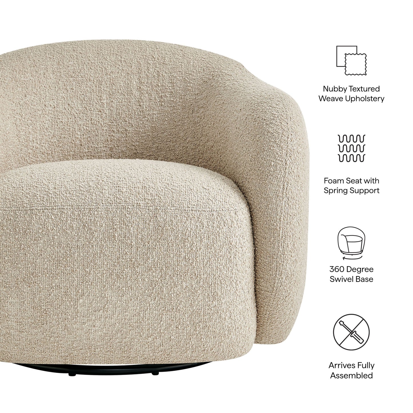 Selby Textured Woven Fabric Swivel Accent Chair by Modway EEI-7770