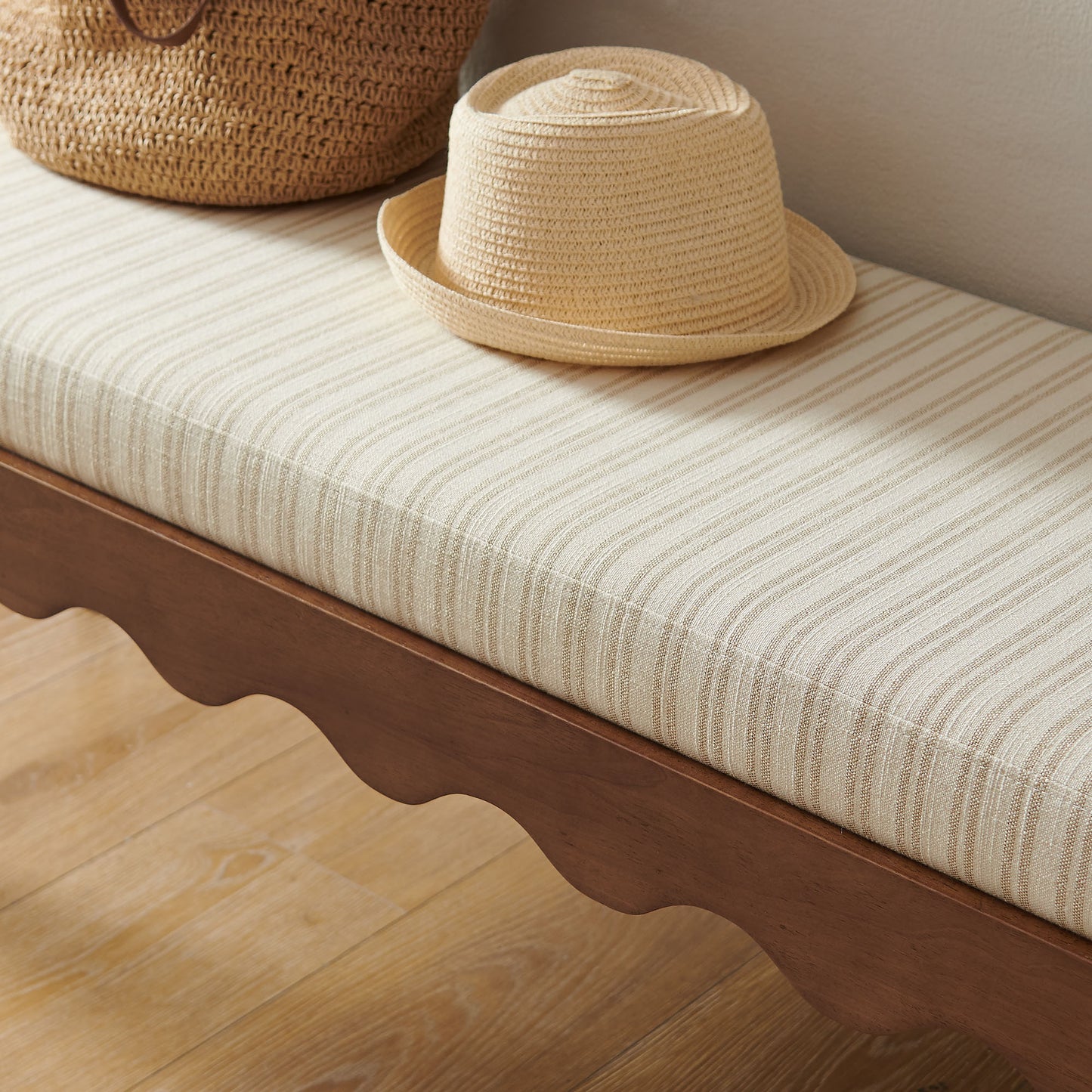 Mirette Scalloped Edge Striped Accent Bench by Modway EEI-7781