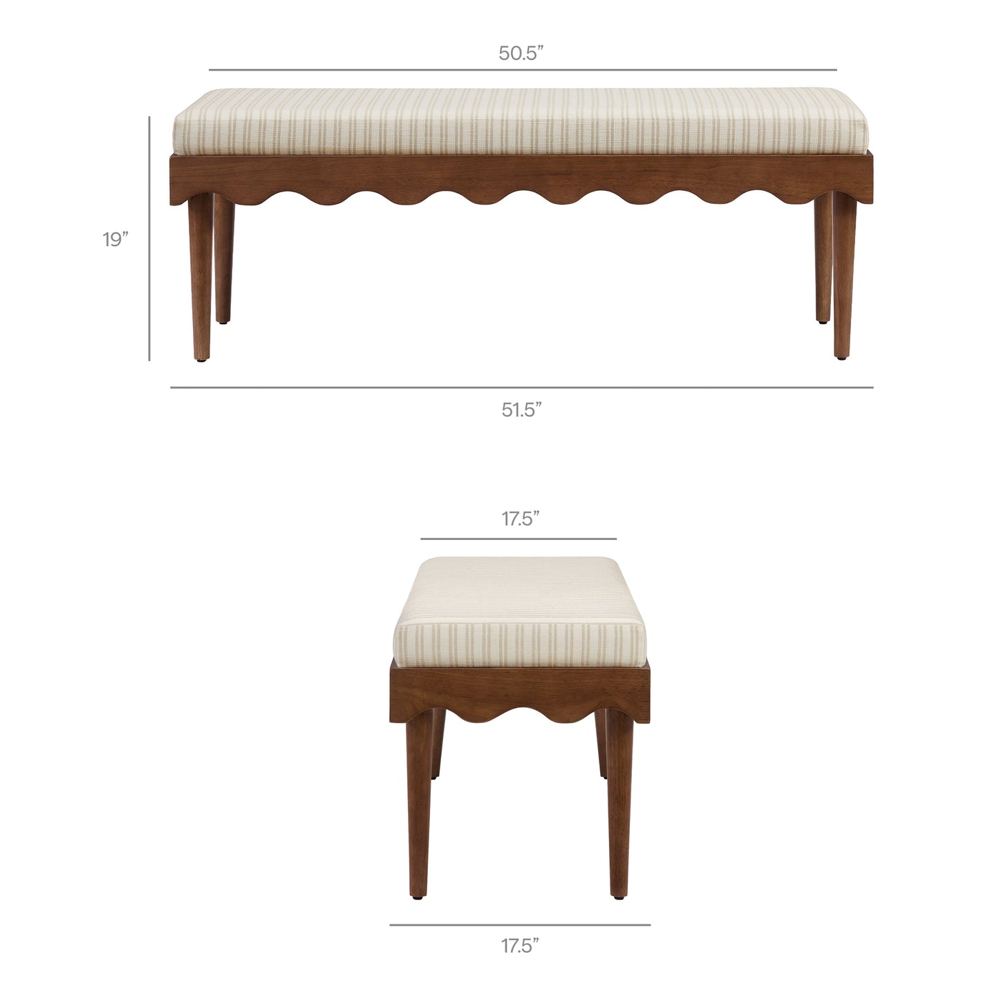 Mirette Scalloped Edge Striped Accent Bench by Modway EEI-7781