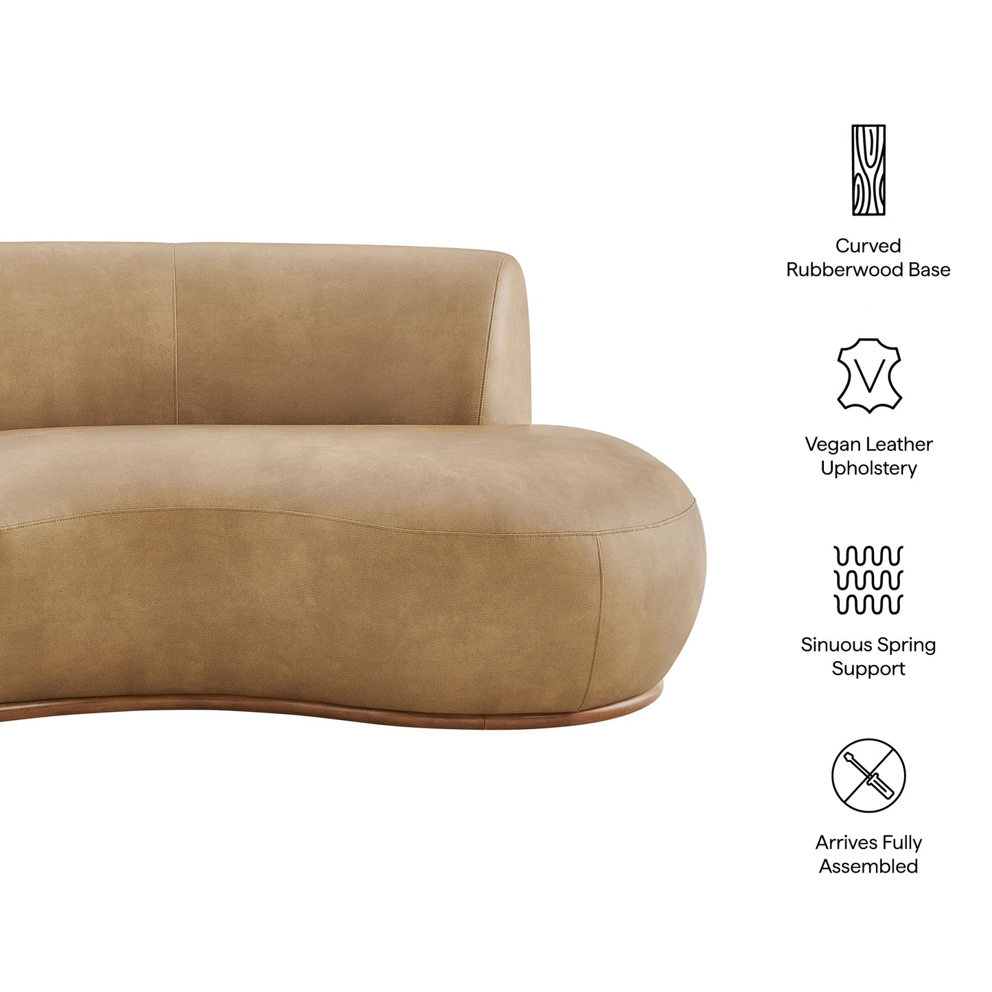 Rialta Curved Right-Arm Vegan Leather Sectional Loveseat by Modway EEI-7784
