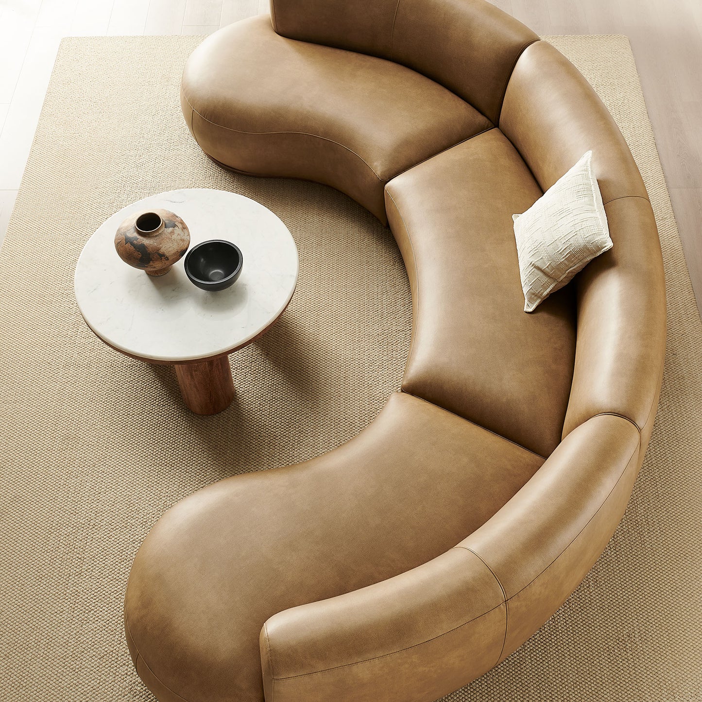 Rialta 3 Piece Curved Vegan Leather Sectional Sofa by Modway EEI-7788