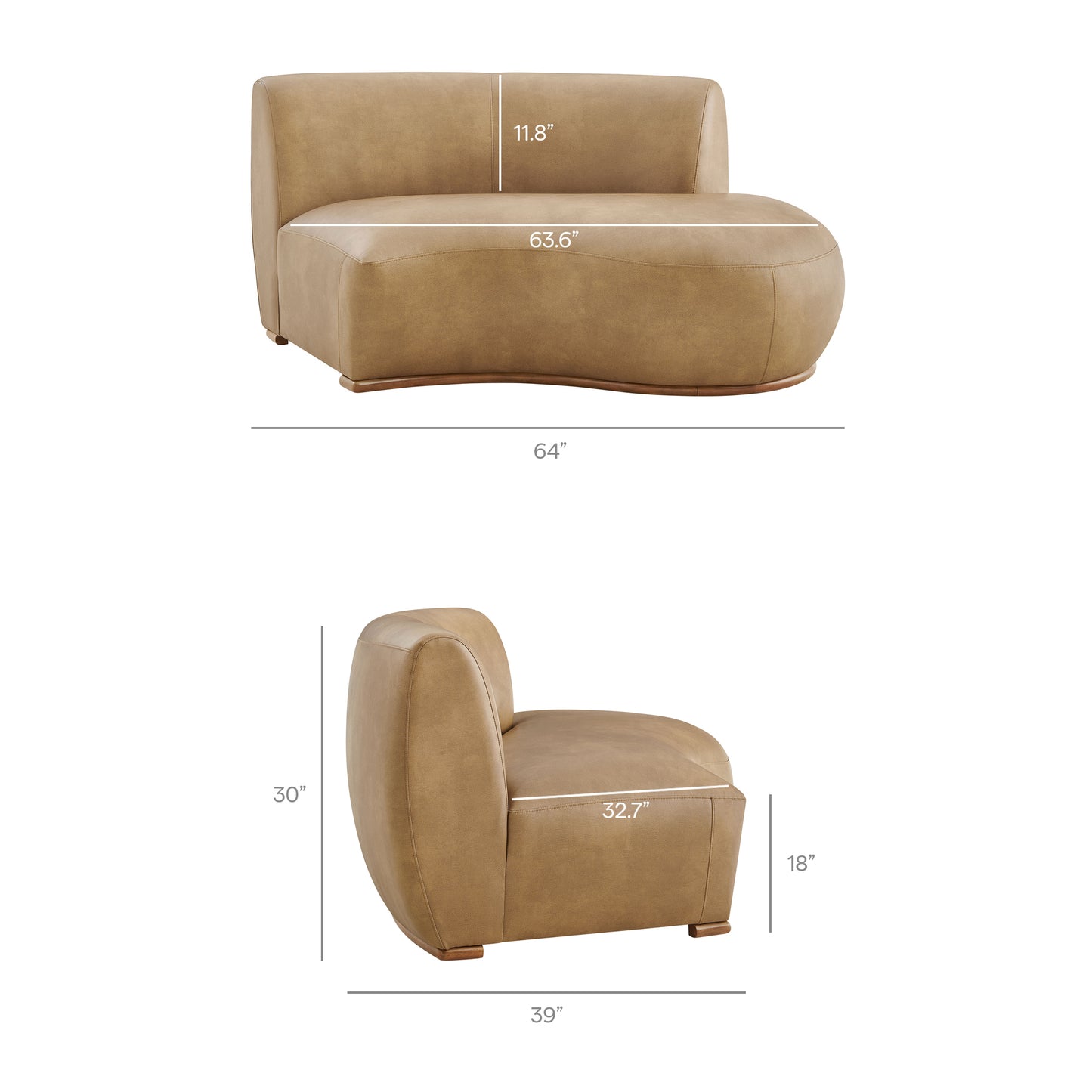 Rialta 3 Piece Curved Vegan Leather Sectional Sofa by Modway EEI-7788