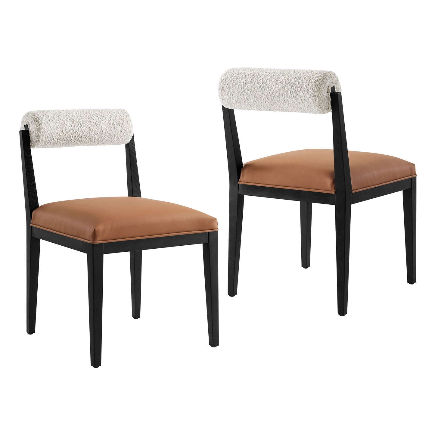 Kai Boucle and Vegan Leather Dining Chair Set of 2 by Modway EEI-7796