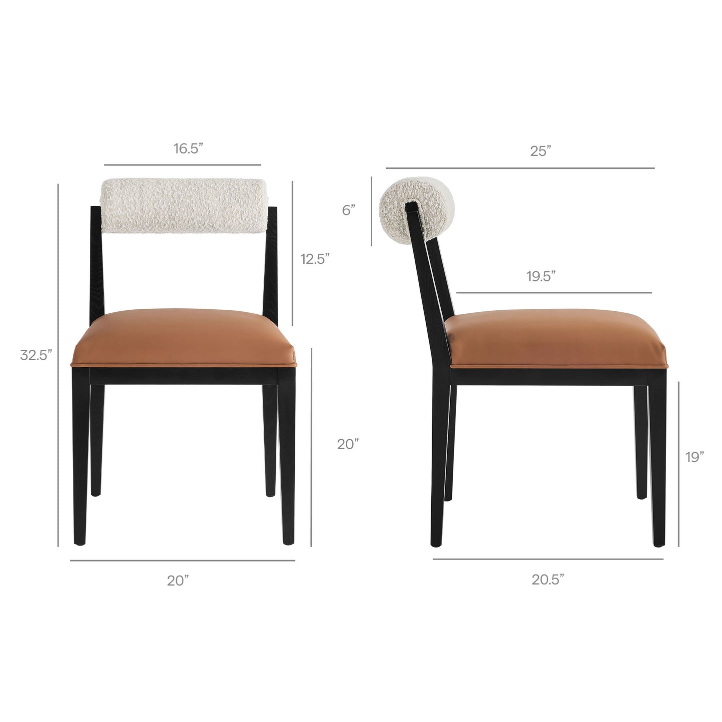 Kai Boucle and Vegan Leather Dining Chair Set of 2 by Modway EEI-7796