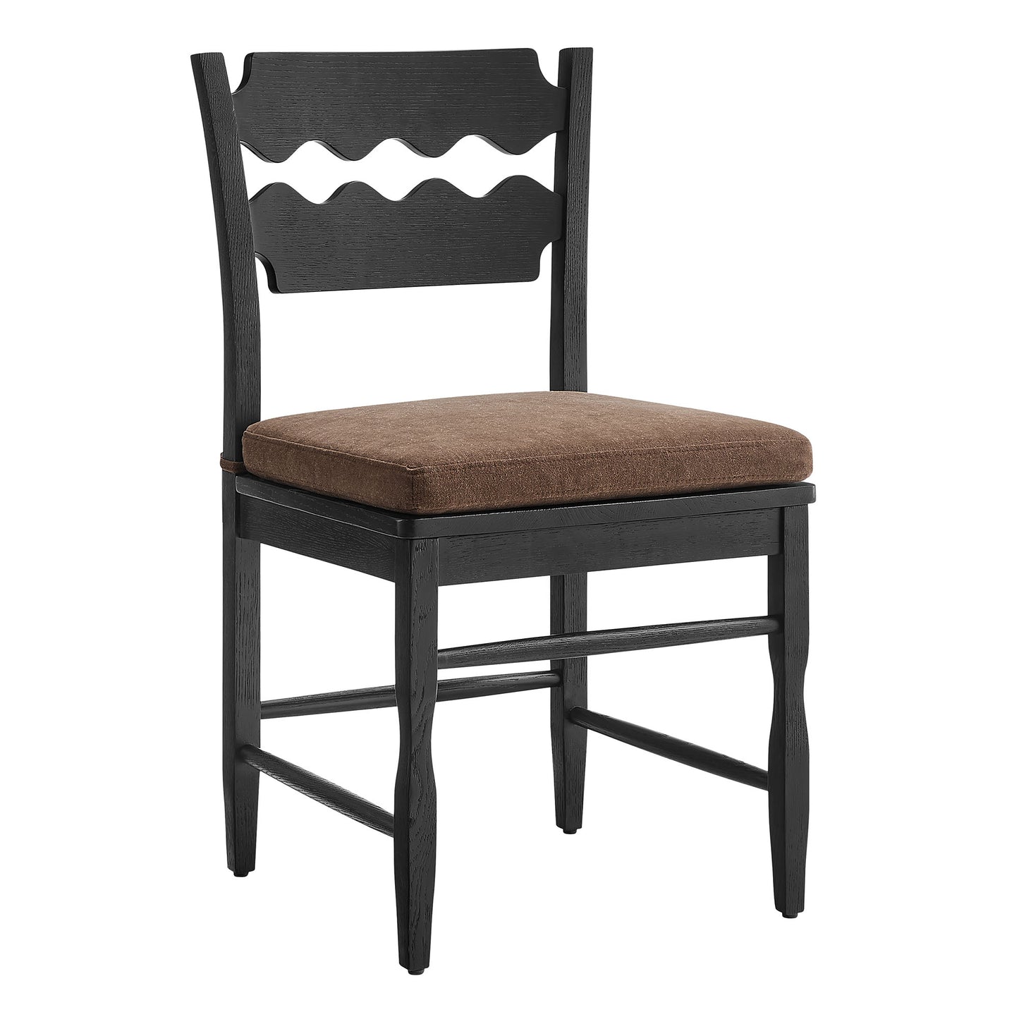 Jax Oak Wood Dining Chair With Wavy Razor Back and Cushion Set of 2 by Modway EEI-7798