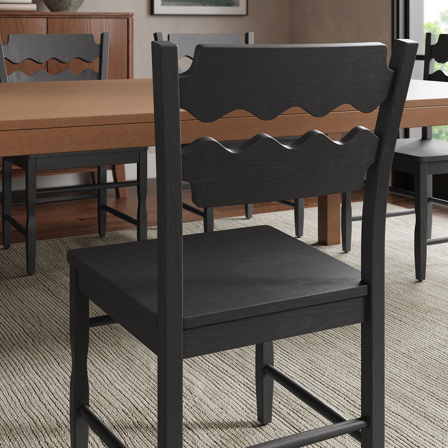 Jax Oak Wood Dining Chair With Wavy Razor Back Set of 2 by Modway EEI-7799