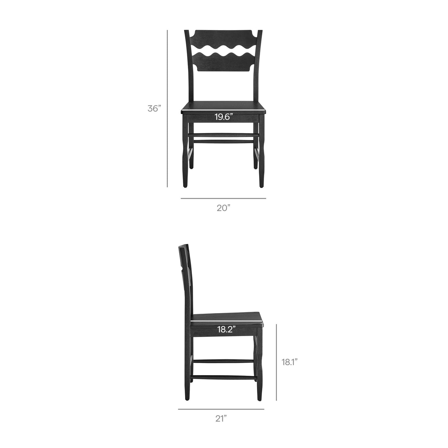 Jax Oak Wood Dining Chair With Wavy Razor Back Set of 2 by Modway EEI-7799