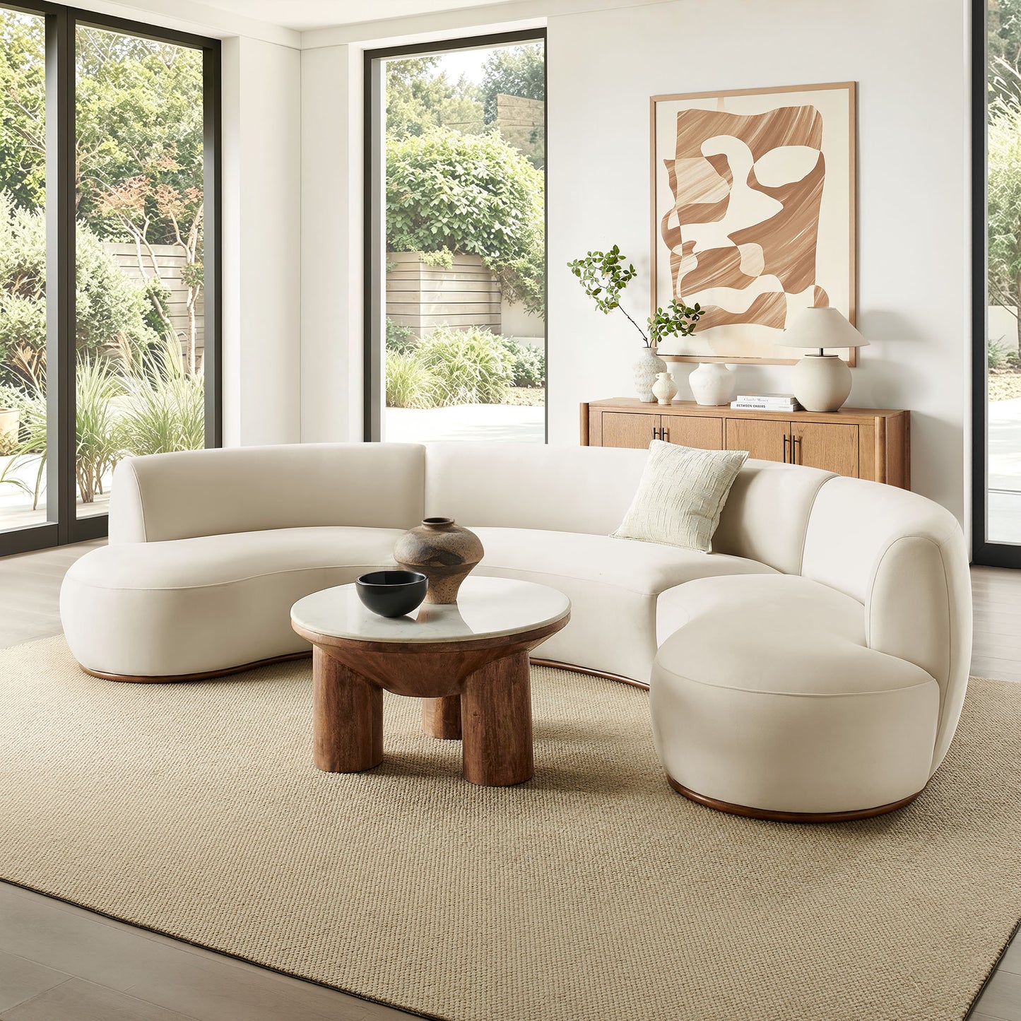 Rialta 3 Piece Curved Performance Velvet Sectional Sofa by Modway EEI-7805