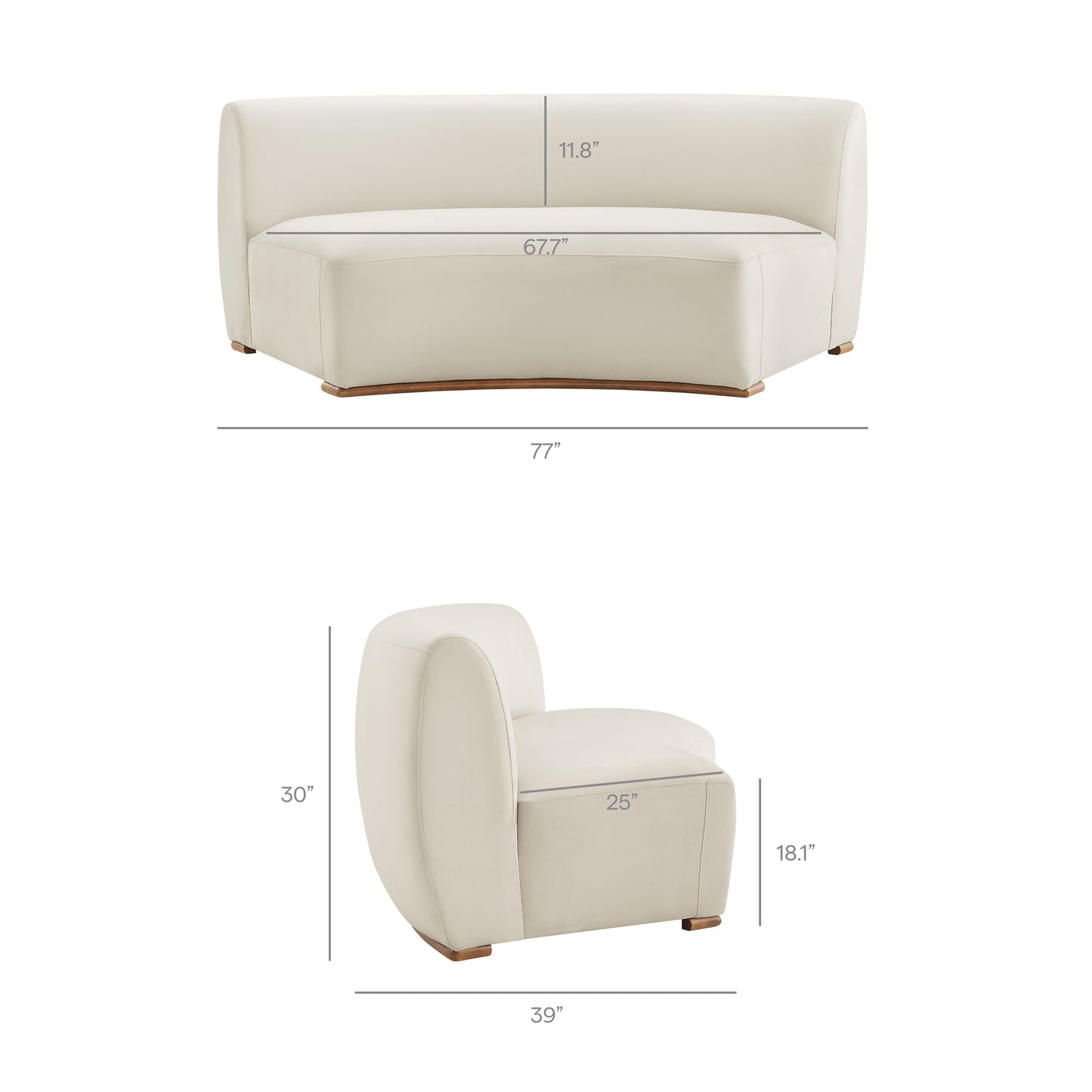 Rialta 3 Piece Curved Performance Velvet Sectional Sofa by Modway EEI-7805