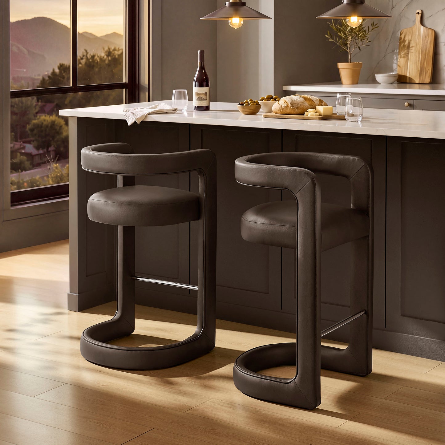 Winslow Premium Vegan Leather Bar Stool Set of 2 by Modway EEI-7809
