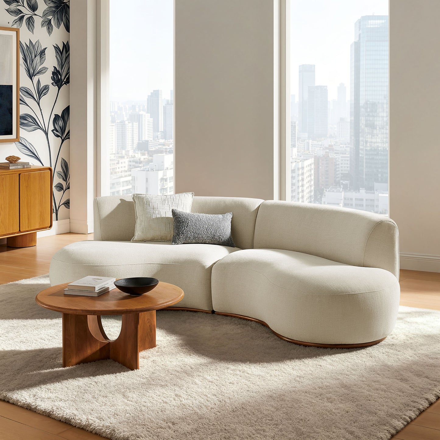 Rialta 2 Piece Curved Slub Weave Fabric Sectional Sofa by Modway EEI-7810