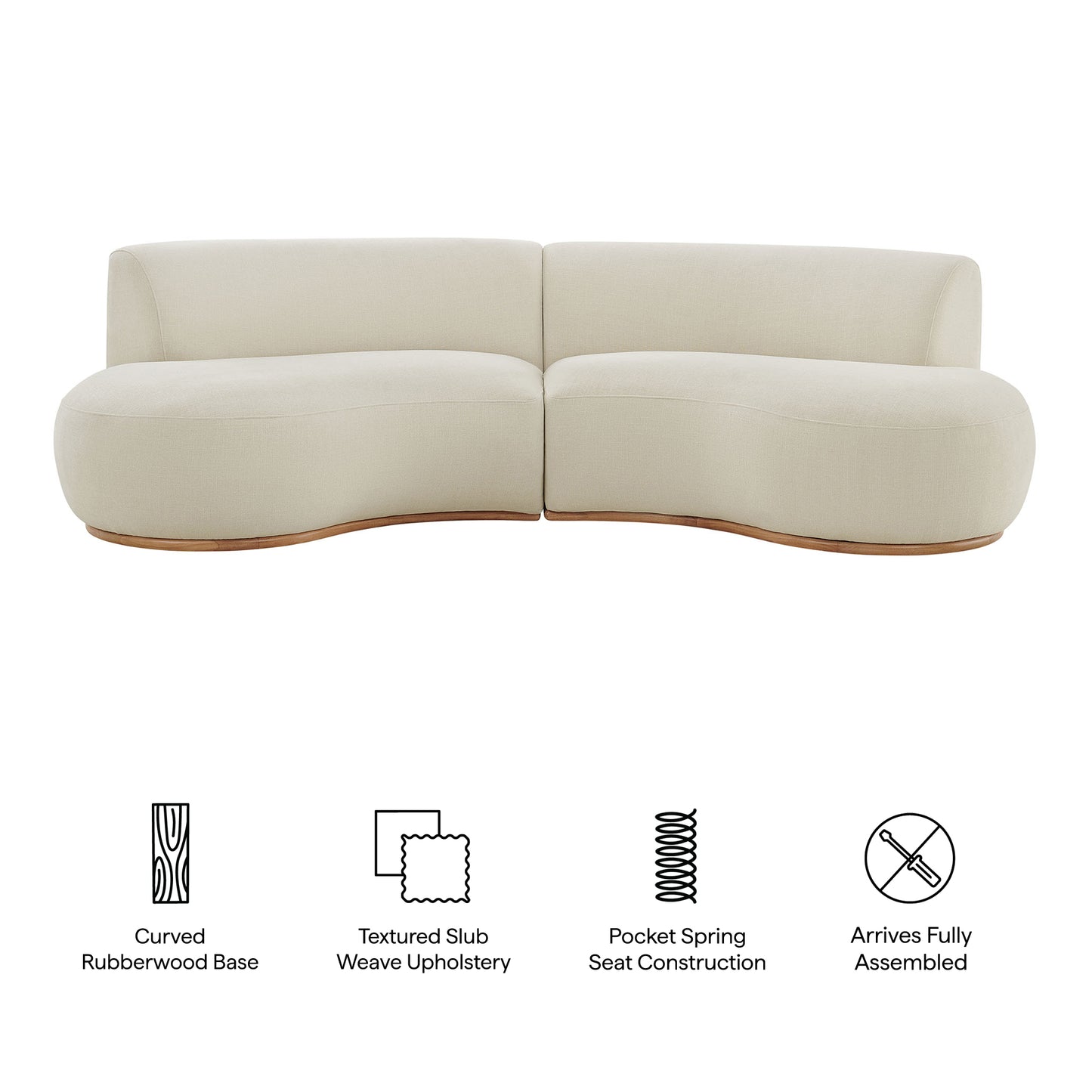 Rialta 2 Piece Curved Slub Weave Fabric Sectional Sofa by Modway EEI-7810