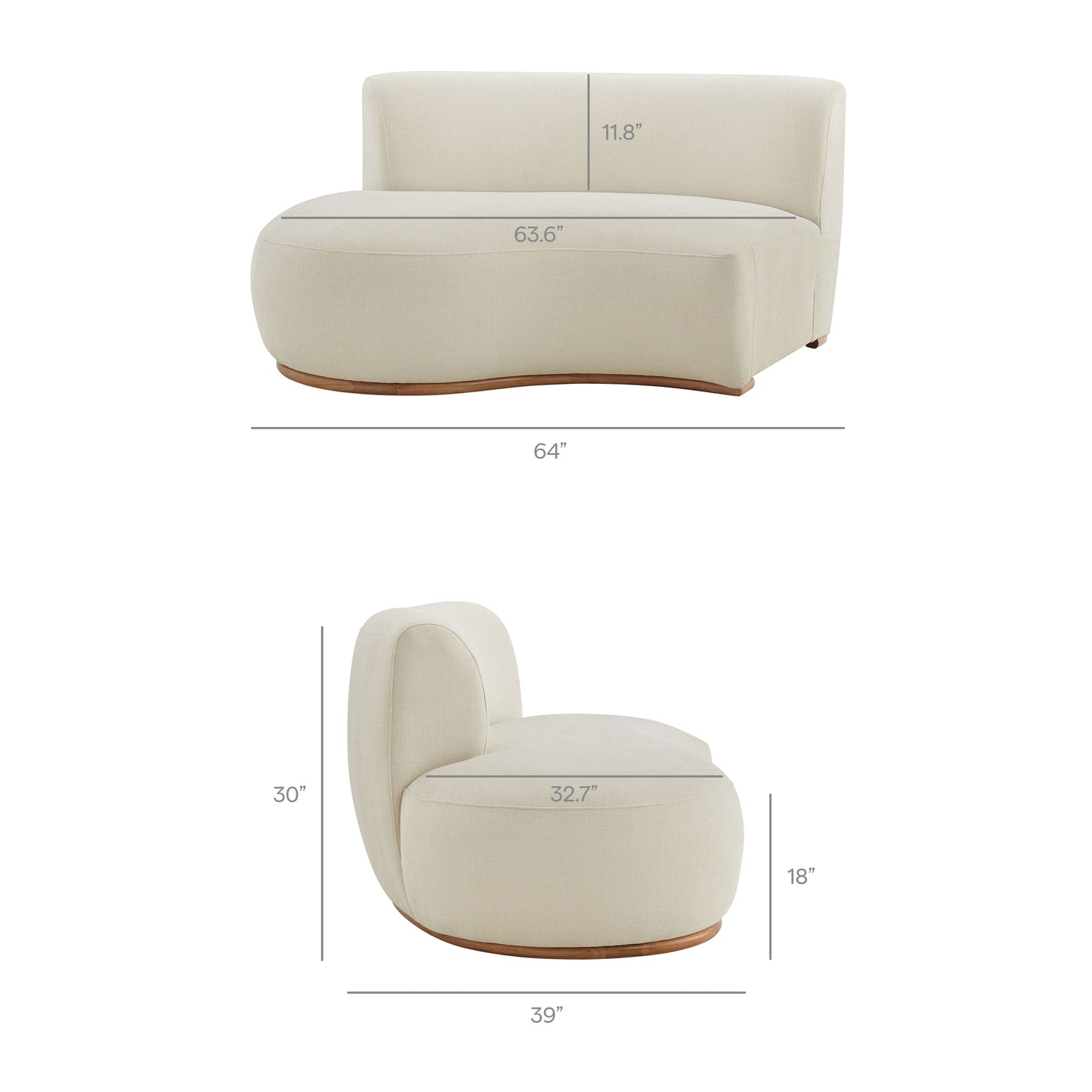 Rialta 2 Piece Curved Slub Weave Fabric Sectional Sofa by Modway EEI-7810