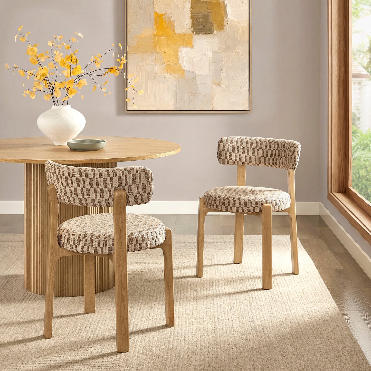 Marsha Retro Upholstered Fabric Dining Chairs Set of 2 by Modway EEI-7815