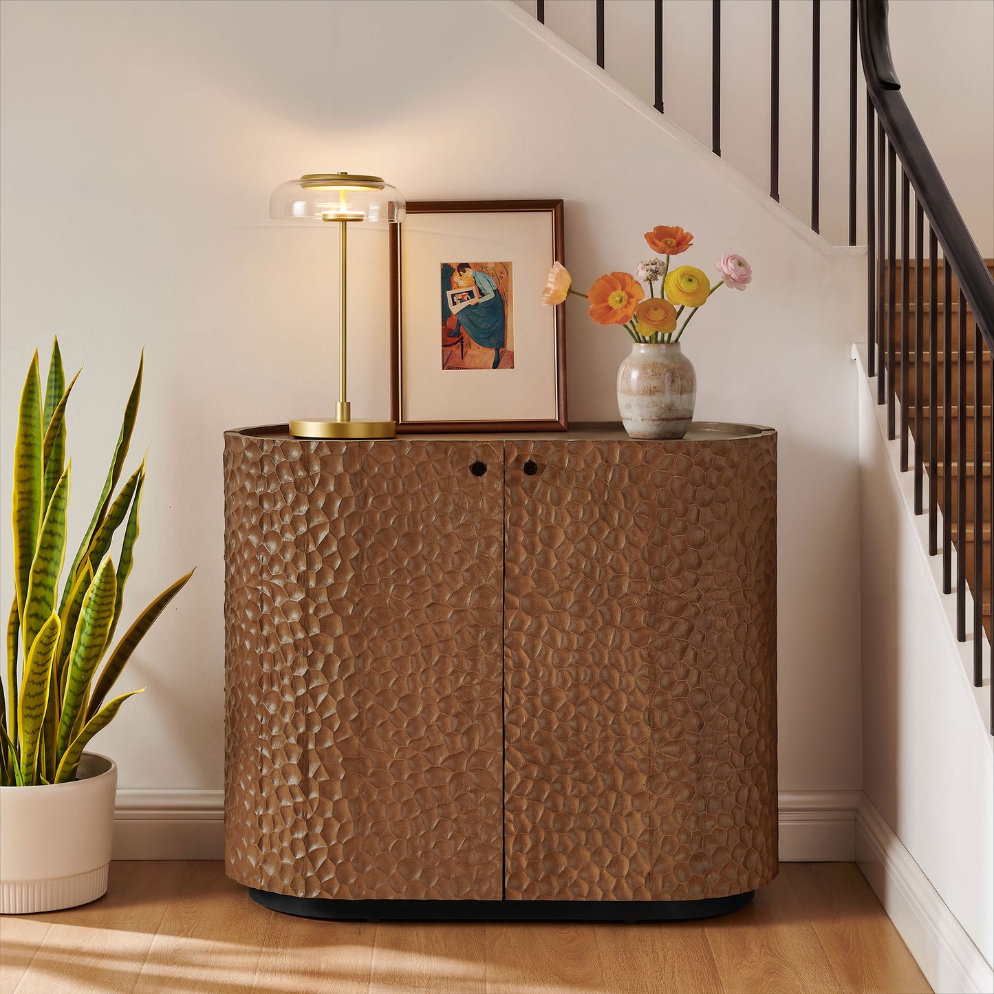 Aven 36 Inch Chiseled Curved Wood 2 Door Accent Cabinet by Modway EEI-7819