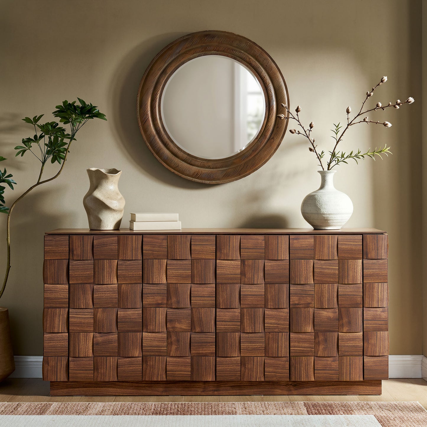 Duskin 68 Inch Geometric Block Design Four Door Sideboard by Modway EEI-7850