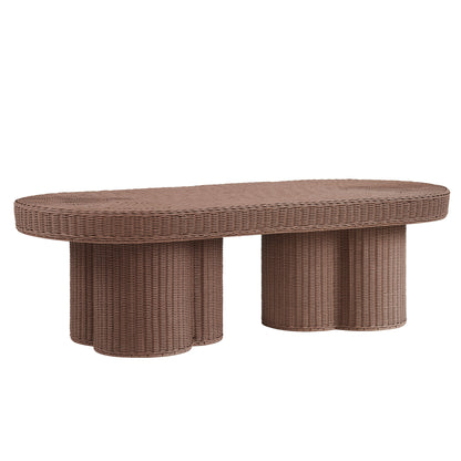 Sarova 60 Inch Natural Rattan Oval Pedestal Coffee Table by Modway EEI-7912
