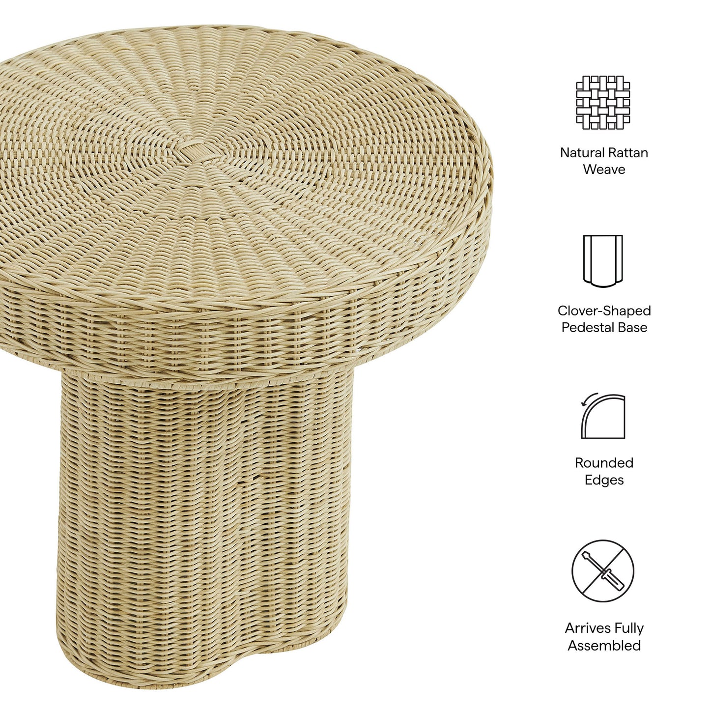 Sarova 20 Inch Natural Rattan Round Pedestal Side Table by Modway EEI-7913