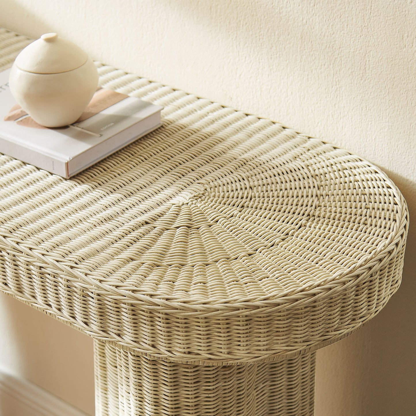 Sarova 59 Inch Natural Rattan Oval Console Table by Modway EEI-7915