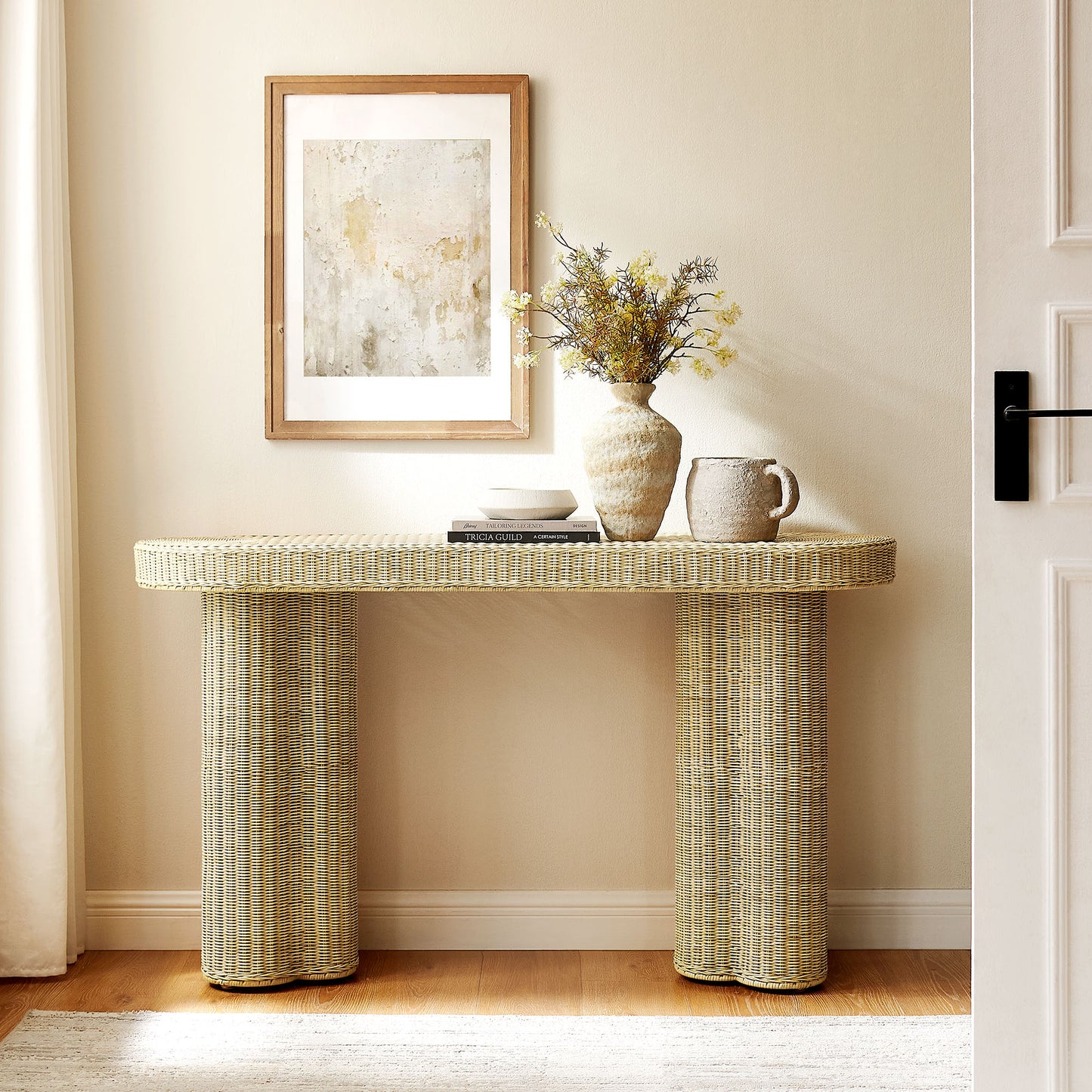 Sarova 59 Inch Natural Rattan Oval Console Table by Modway EEI-7915
