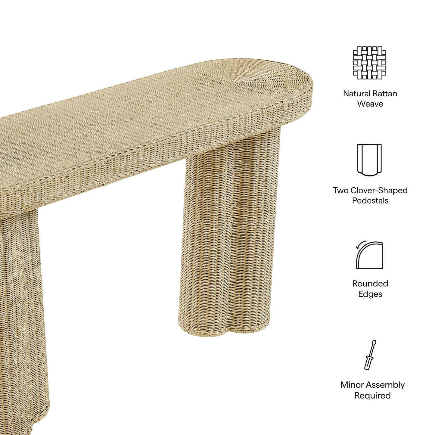 Sarova 59 Inch Natural Rattan Oval Console Table by Modway EEI-7915
