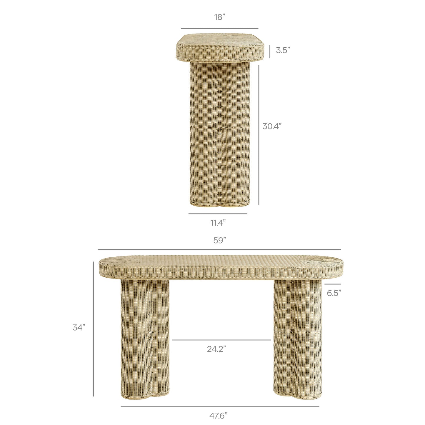 Sarova 59 Inch Natural Rattan Oval Console Table by Modway EEI-7915