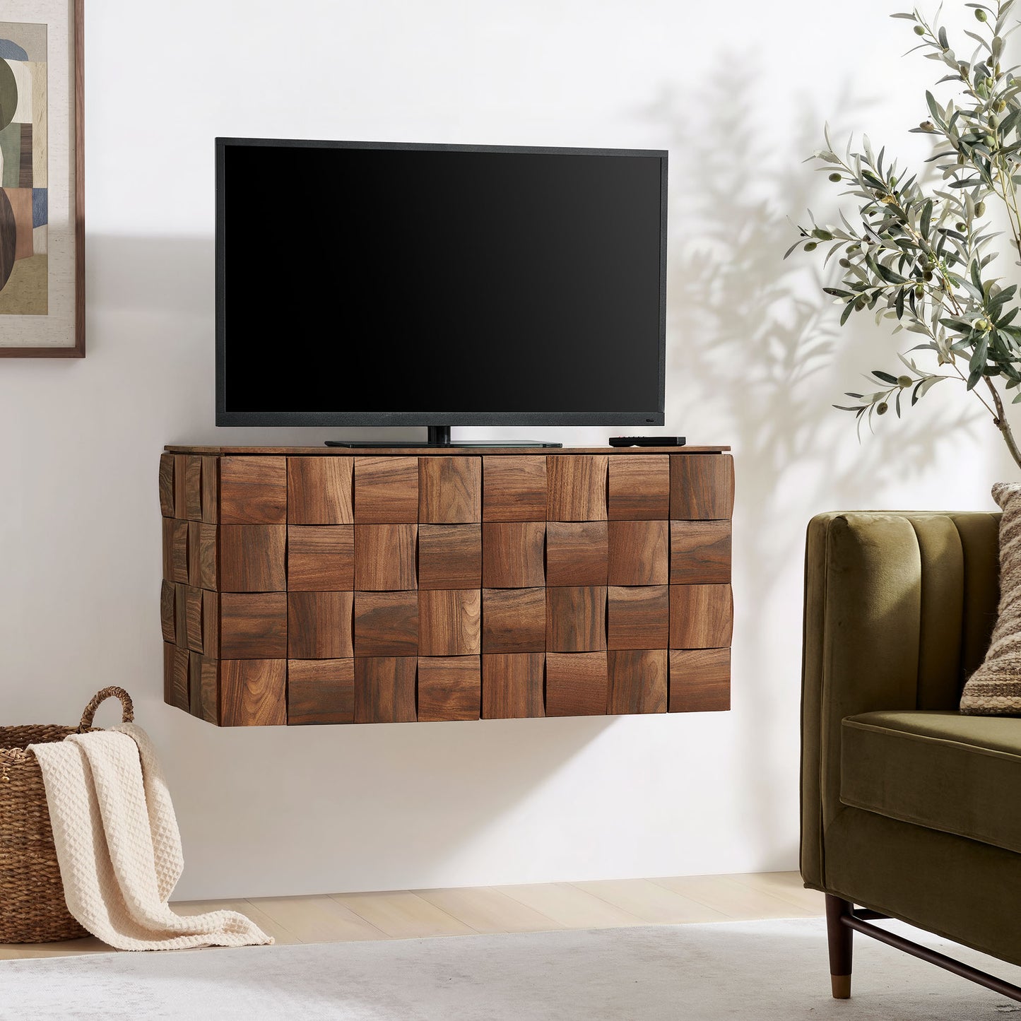 Duskin 39 Inch Geometric Block Design Wall Mounted TV Stand by Modway EEI-7932