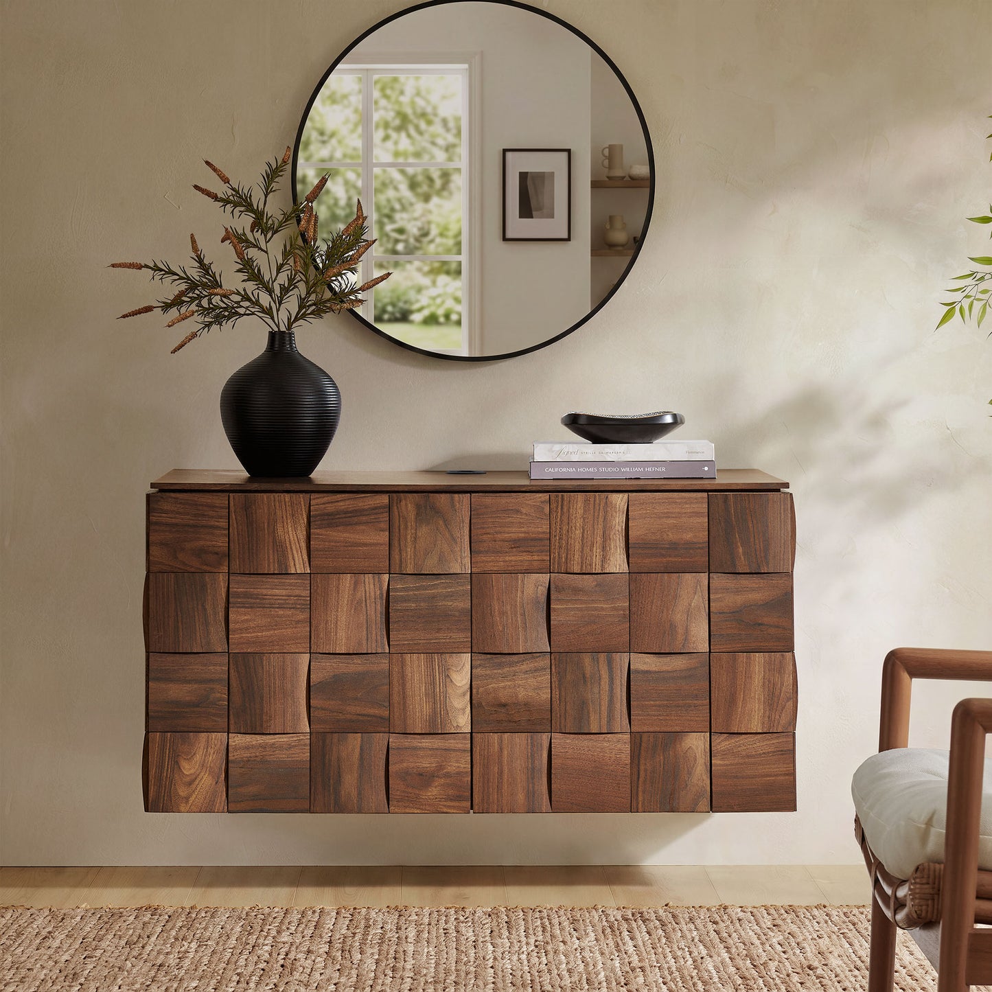Duskin 39 Inch Geometric Block Design Wall Mounted TV Stand by Modway EEI-7932