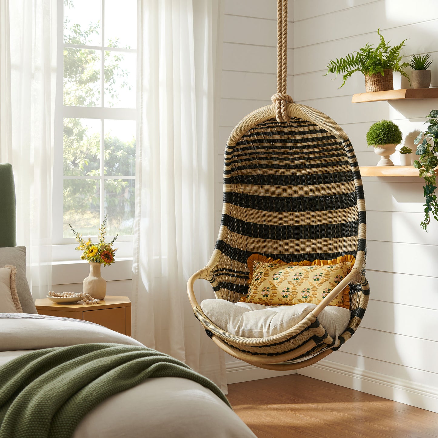 Carlo Two-Tone Woven Natural Rattan Hanging Chair by Modway EEI-7934