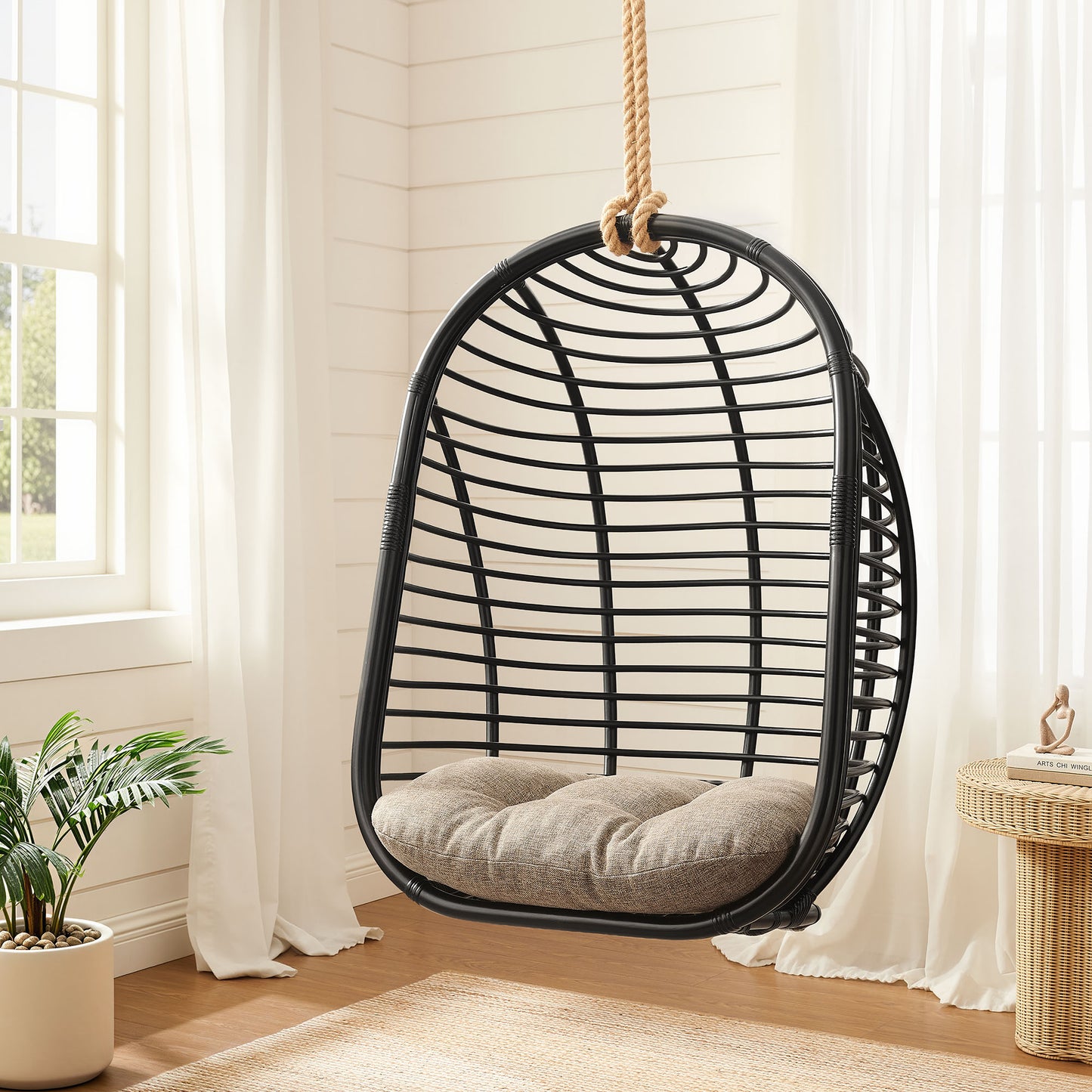 Neve Open Rib Weave Natural Rattan Hanging Chair by Modway EEI-7935