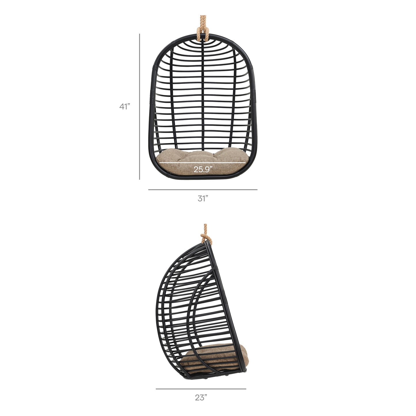 Neve Open Rib Weave Natural Rattan Hanging Chair by Modway EEI-7935